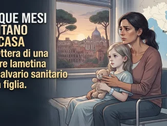 Una madre lametina e la figlia in ospedale a Roma, guardando dalla finestra verso Colosseo e San Pietro