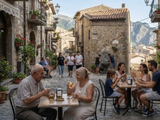 Vicolo ombreggiato in un borgo di montagna calabrese